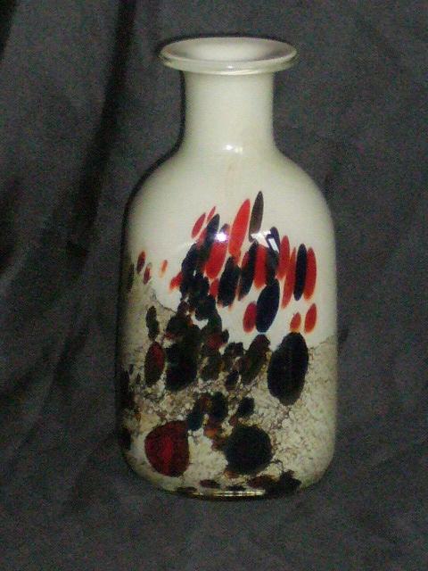 Vaas Gemeleerd Glas Kleuren Rood/Zwart/Wit/Bruin, Ophalen