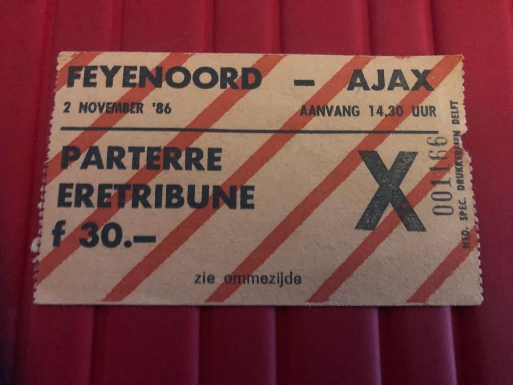 ⚽ Ticket Feyenoord - Ajax 1986/1987 ⚽, Verzamelen, Ophalen of Verzenden, Zo goed als nieuw, Ajax, Overige typen
