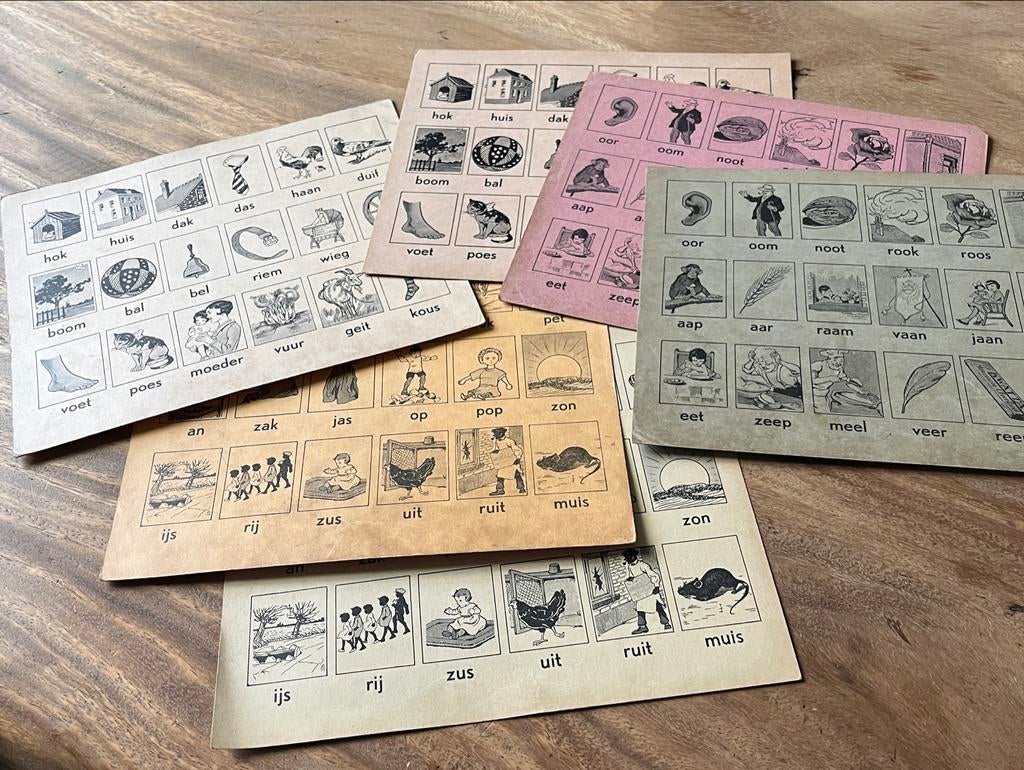 Oude Malmberg's Letterdoos met Leesplankjes, Ophalen of Verzenden