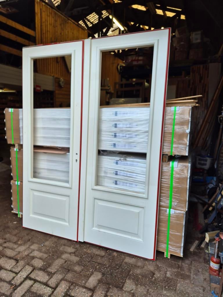 Dubbele buitendeuren 56mm dik 2x 85x229cm incl sluitwerk, Weekamp, Nieuw, Ophalen of Verzenden, Buitendeur