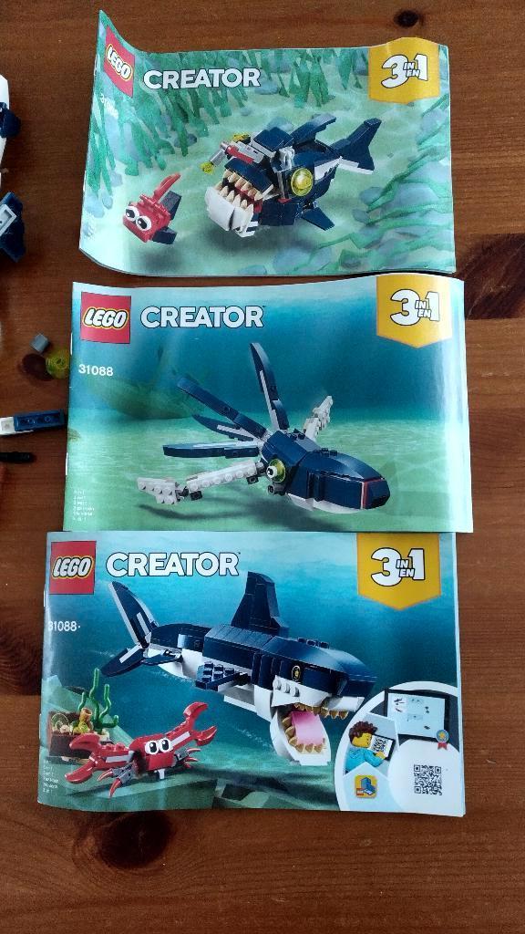 Lego Creator 31088, 3 in 1, Diepzeewezens, Ophalen of Verzenden, Gebruikt, Complete set, Lego