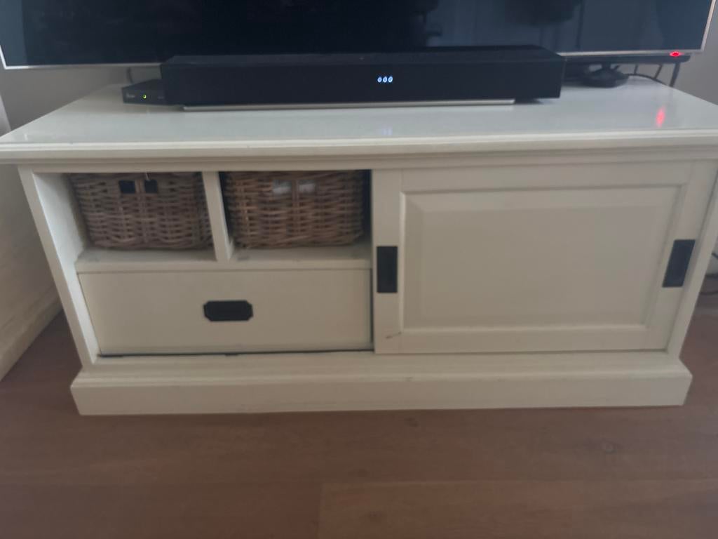 Landelijk TV Meubel kast met Opbergruimte, Ophalen, Gebruikt, 100 tot 150 cm, Landelijk