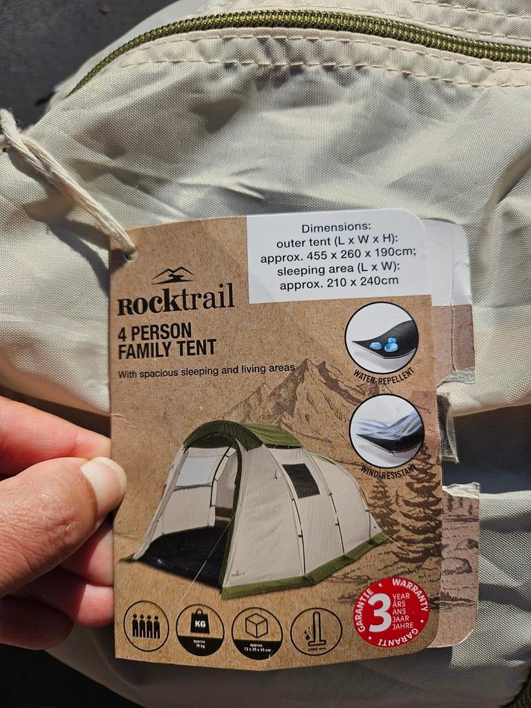 Rocktrail 4-Persoons Familietent - Ruim en Comfortabel, Caravans en Kamperen, Tenten, tot en met 4, Nieuw, Ophalen of Verzenden