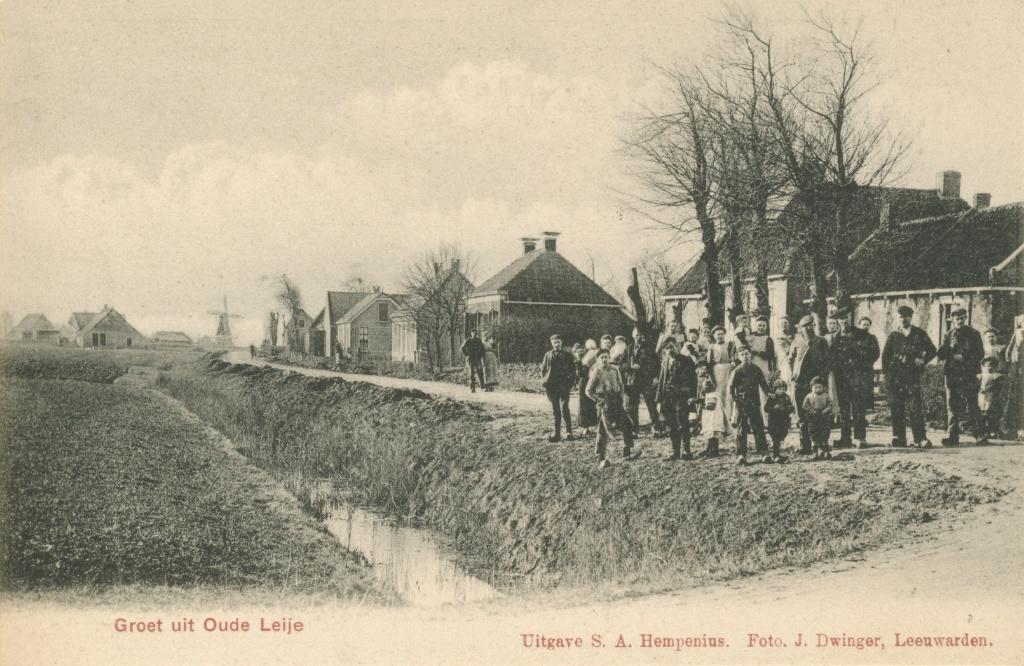 Ansichtkaart Oude Leije, Groet uit Oude Leije., Ophalen of Verzenden, Voor 1920, Ongelopen, Friesland