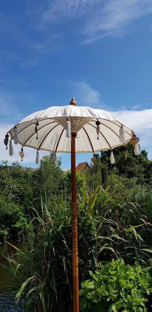 Bali parasol Ibiza style 1 meter doorsnede., Tuin en Terras, Parasols, Ophalen, Nieuw, 1 tot 2 meter
