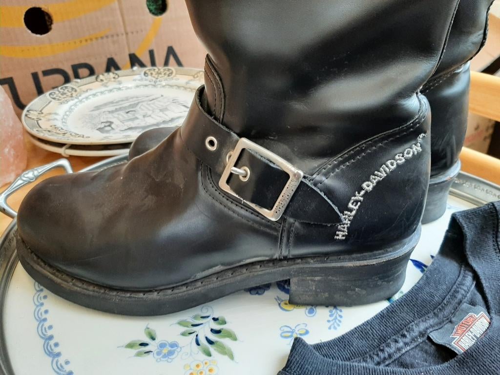 Harley Davidson Leren Laarzen Dames Maat 40, Hoge laarzen, Harley Davidson, Zwart, Ophalen of Verzenden