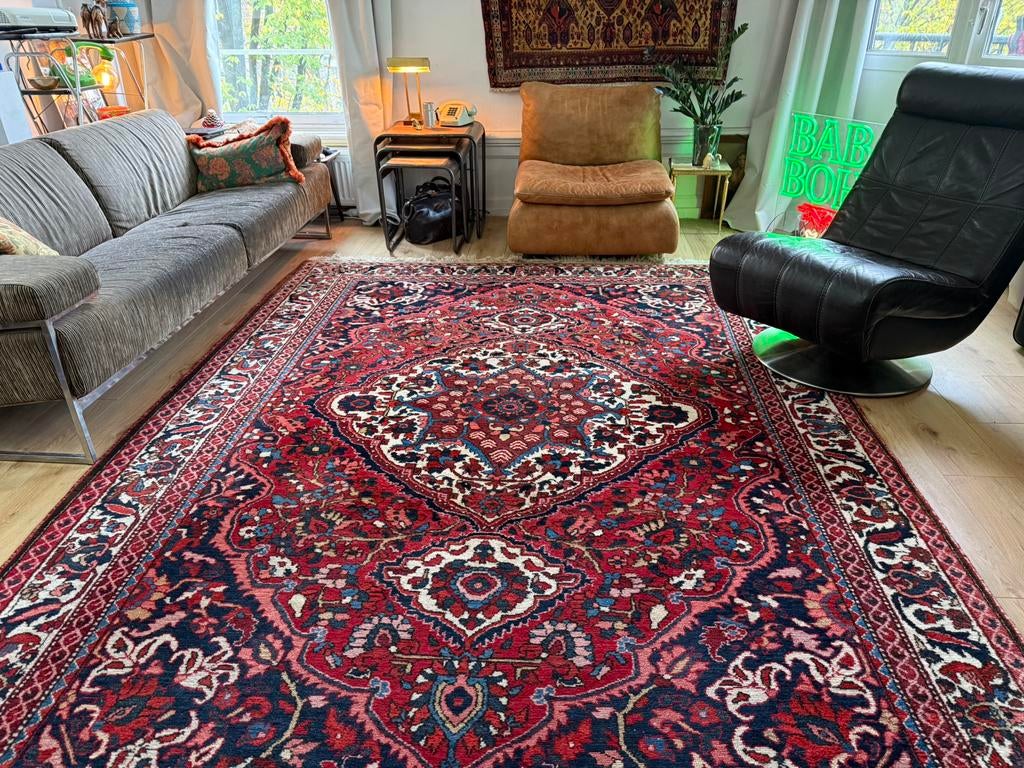 Groot Handgeknoopt vintage Perzisch tapijt  ca. 318 x 226 cm, Huis en Inrichting, Stoffering | Tapijten en Kleden, Zo goed als nieuw