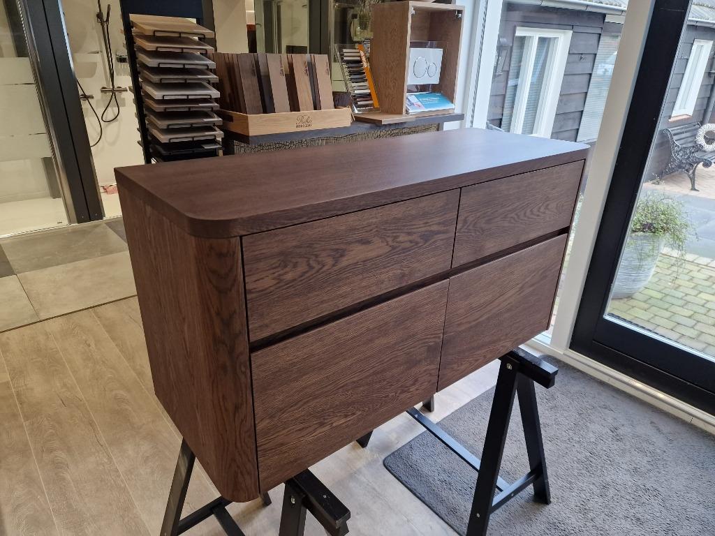 Son Massief Eiken Houten Badmeubel Ronde Hoeken 120 Japandi!, Huis en Inrichting, Badkamer | Badkamermeubels, 100 tot 150 cm, Nieuw