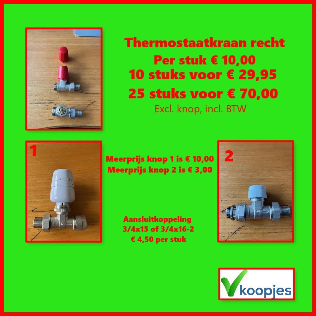 !!AANBIEDING!!  Radiatorthermostaatkraan 1/2" recht., Minder dan 30 cm, Nieuw, 800 watt of meer, Ophalen