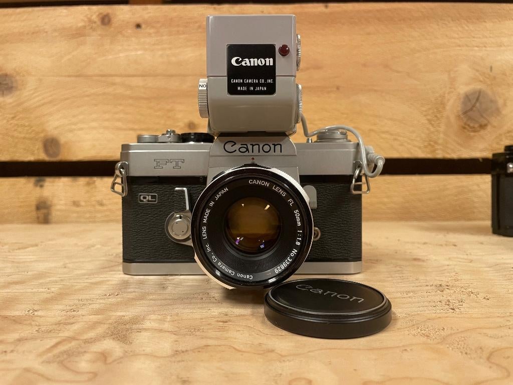 Canon FT ql met booster en 50mm lens, Ophalen, Gebruikt, Spiegelreflex, Canon