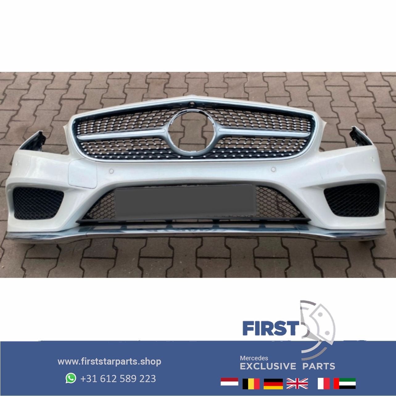 W218 CLS AMG FACELIFT VOORBUMPER COMPLEET ZWART WIT GRIJS Me, Gebruikt, -, Voor, Ophalen of Verzenden