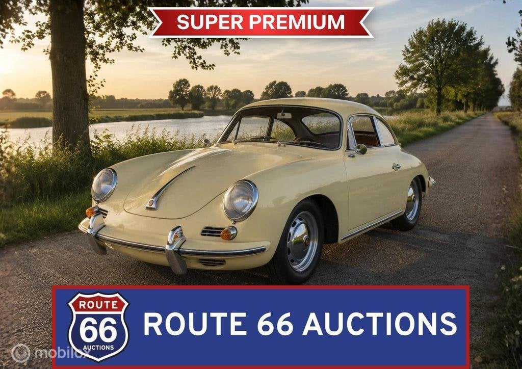 Porsche 356B Karmann Coupe | 1961 | Route 66 Auctions, Auto's, Oldtimers, Overige carrosserieën, Zwart, Bedrijf, Porsche