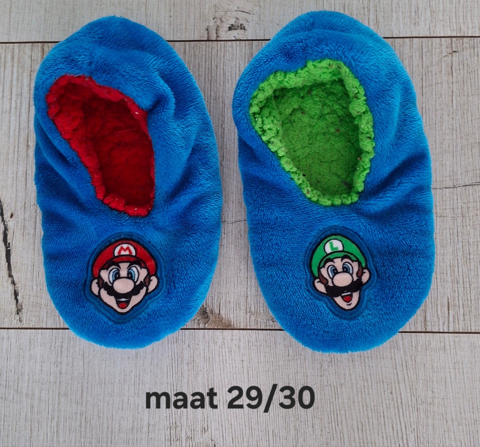 Super Mario & Luigi Pantoffels Maat 29/30, Jongen of Meisje, Overige typen, Ophalen of Verzenden, Zo goed als nieuw
