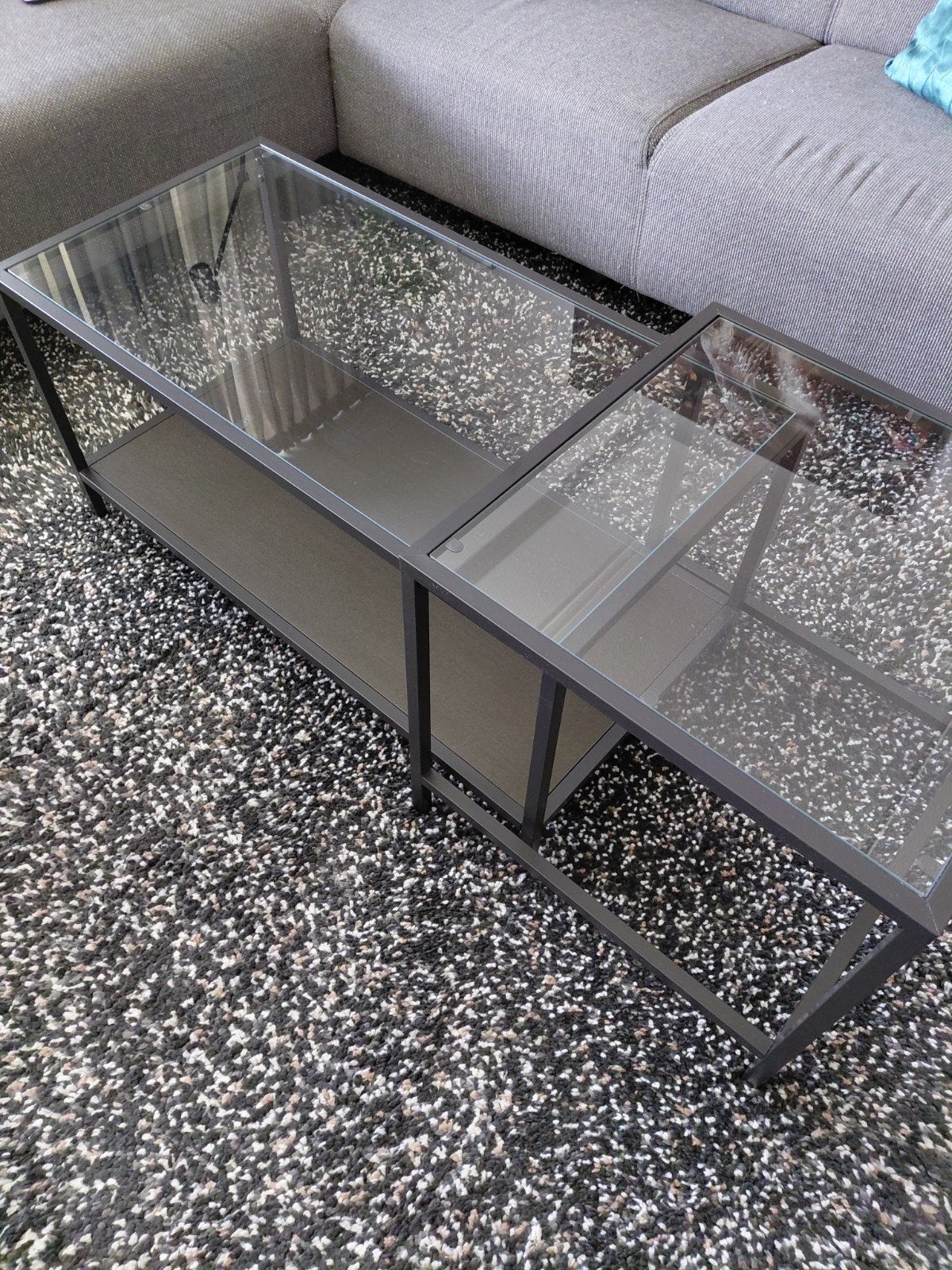 IKEA VITTSJÖ bijzettafel set, zwartbruin/glas, 90x50 cm, Ophalen, Minder dan 45 cm, 75 cm of meer, Modern
