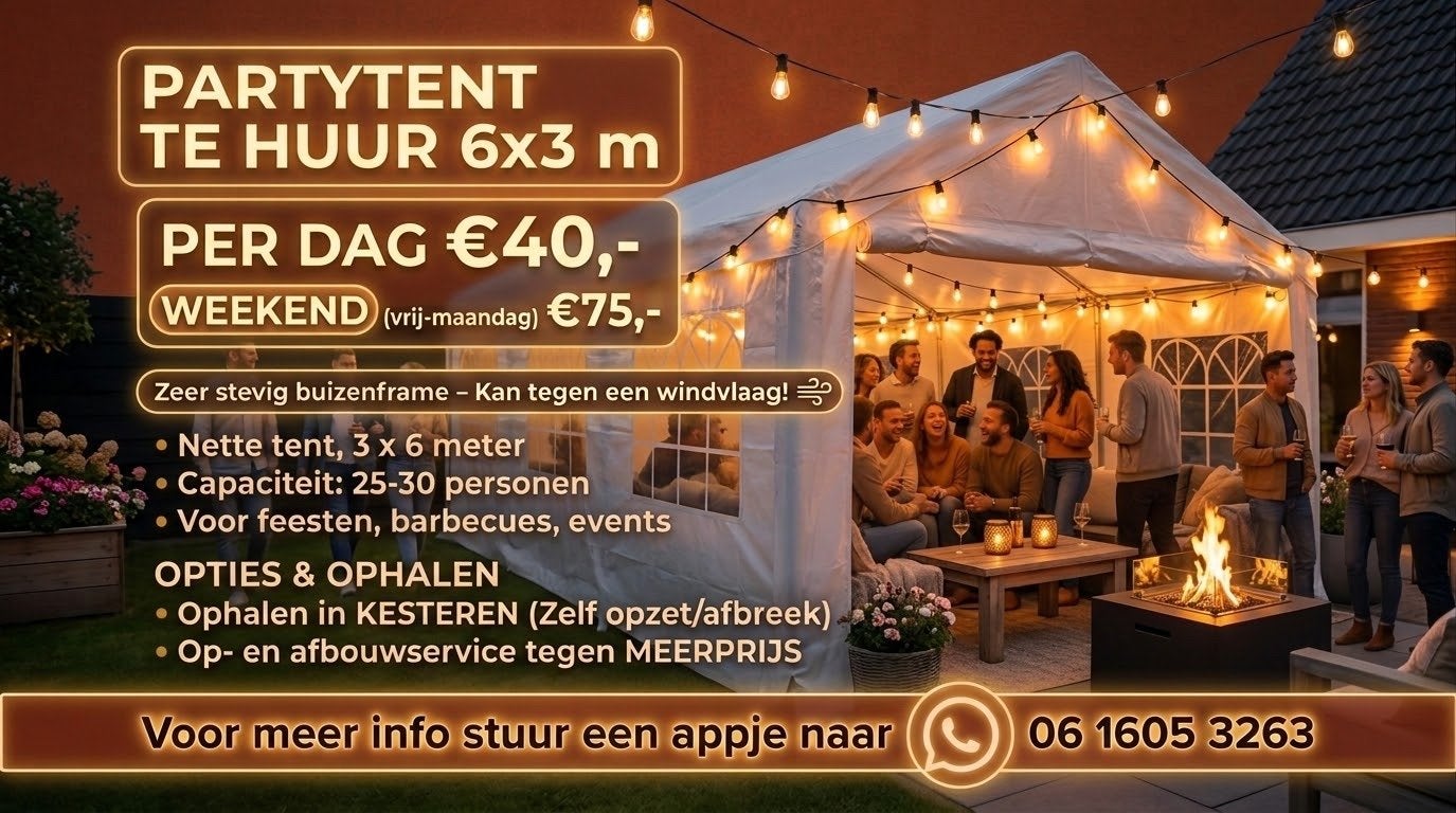 Partytent te huur 6x3m - Ideaal voor feesten en events, Ophalen, Partytent, Minder dan 4 meter, 2 meter of meer