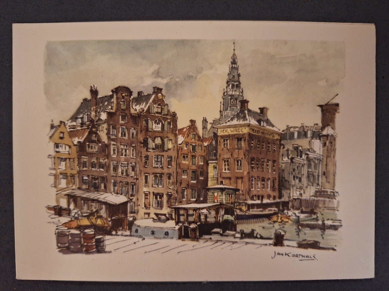 Jan Korthals - Amsterdam - Damrak - Serie J.K. 102, Ophalen of Verzenden, Ongelopen, Stad of Dorp