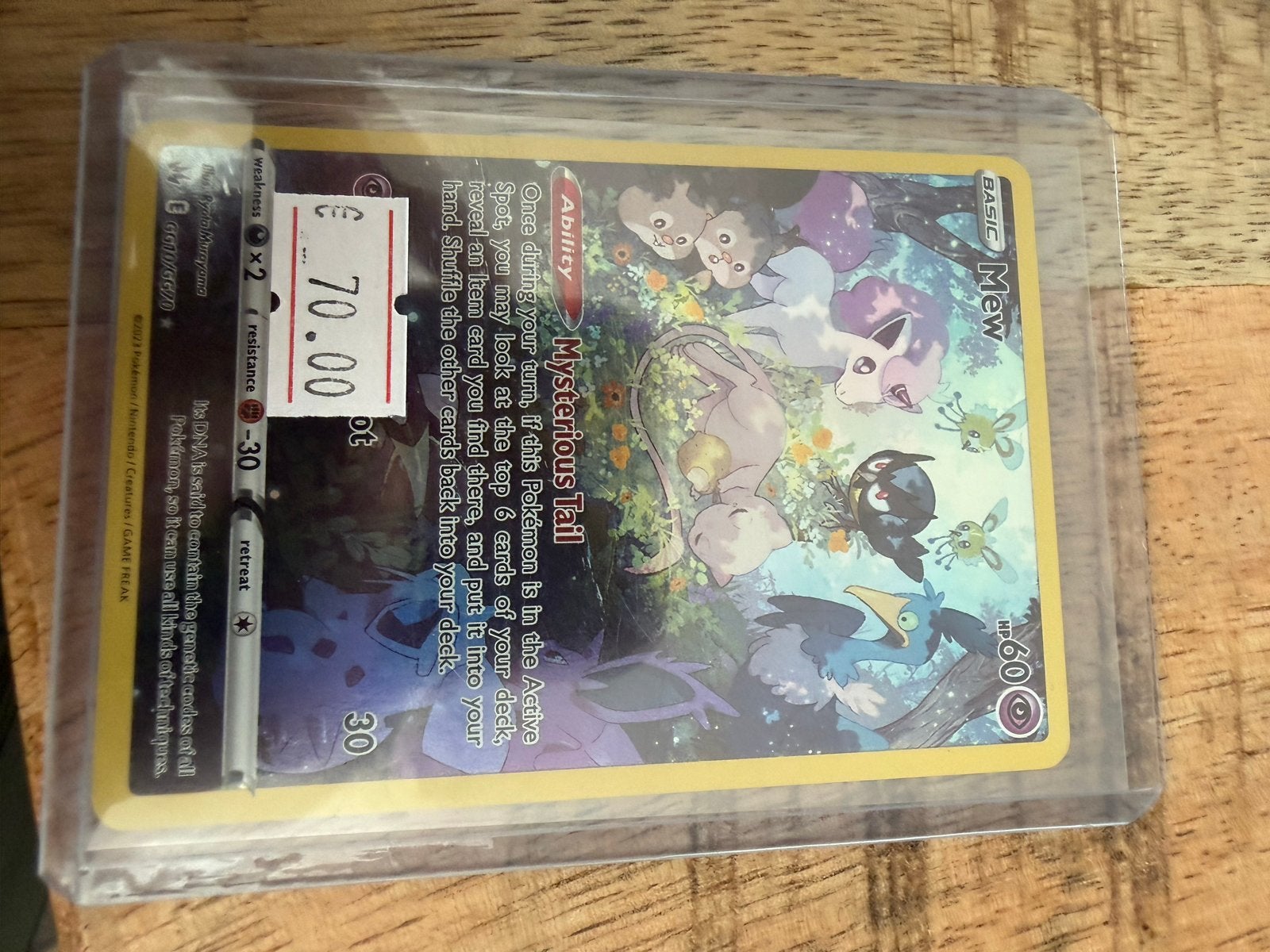 Mew Pokémon kaart - Mysterious Tail - Basic, Ophalen of Verzenden, Zo goed als nieuw, Losse kaart