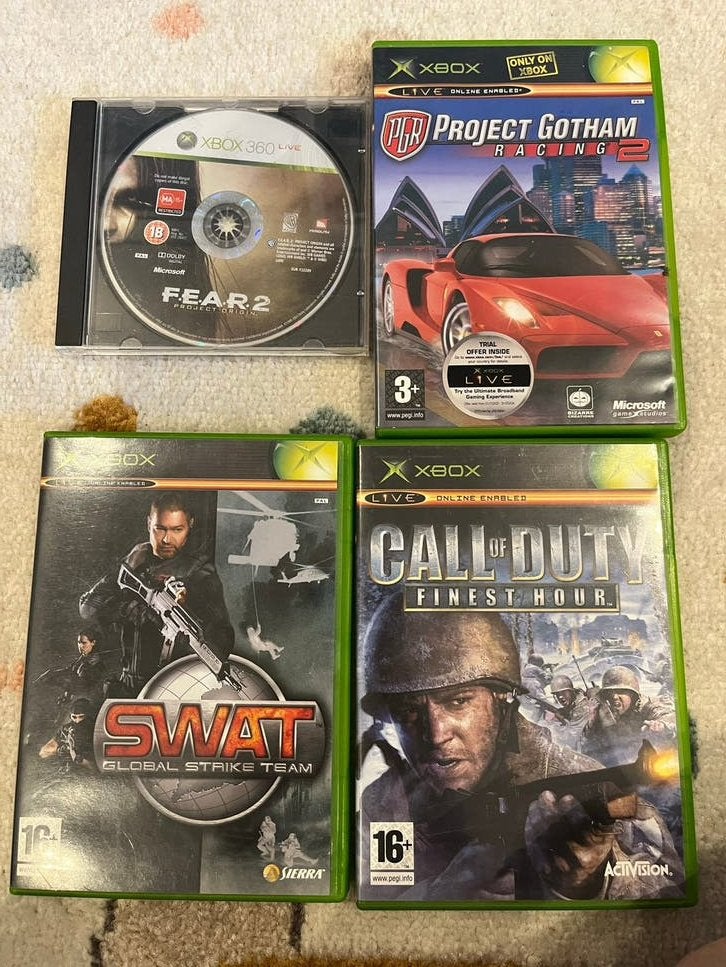 Xbox Games: Call of Duty, SWAT, Project Gotham, F.E.A.R. 2, Online, Gebruikt, Shooter, 1 speler
