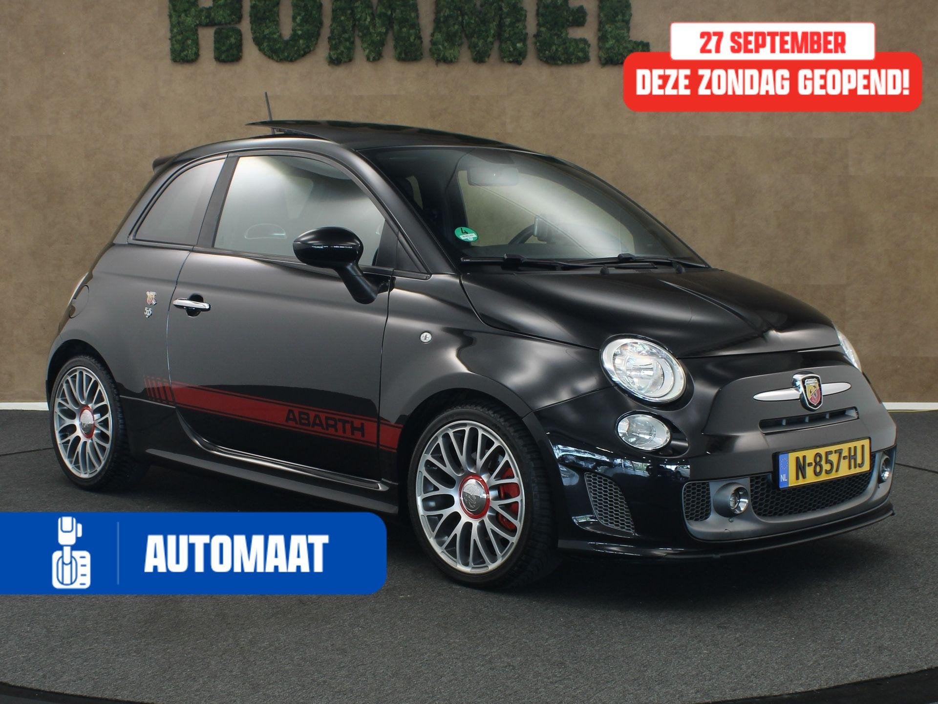 Abarth 500 1.4 T-Jet Abarth Turismo - VERKEERT IN EEN ZEER N, Auto's, Gebruikt, 4 cilinders, Zwart, Leder