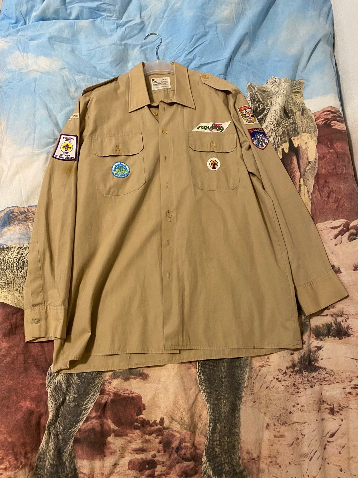 Ex KL DT blouse hergebruikt voor scouting, Ophalen of Verzenden, Landmacht, Nederland, Kleding of Schoenen