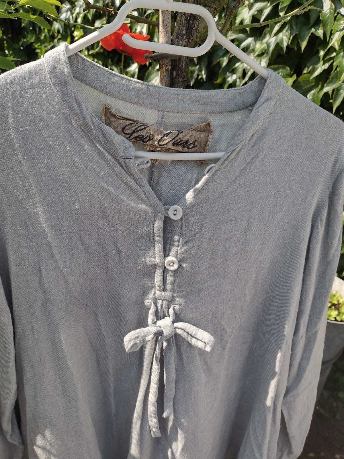 Les Ours linnen grijsblauwe blouse tuniekje maat 40/42, Kleding | Dames, Blauw, Maat 42/44 (L), Ophalen of Verzenden, Zo goed als nieuw