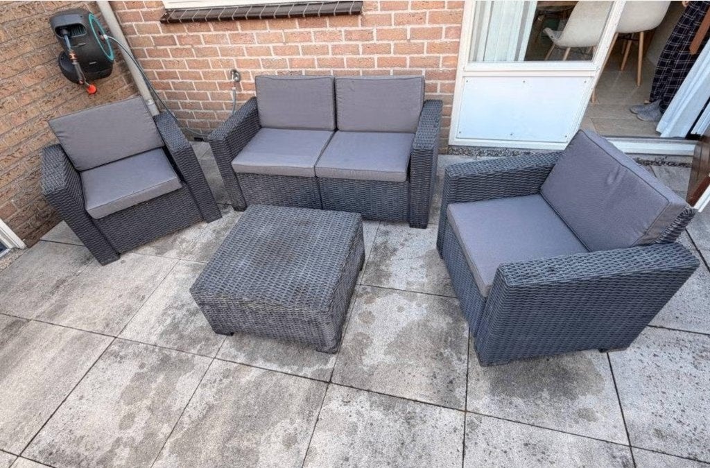 Allibert California tuin loungeset 4-delig grafiet, 4 zitplaatsen, Kunststof, Gebruikt, Bank