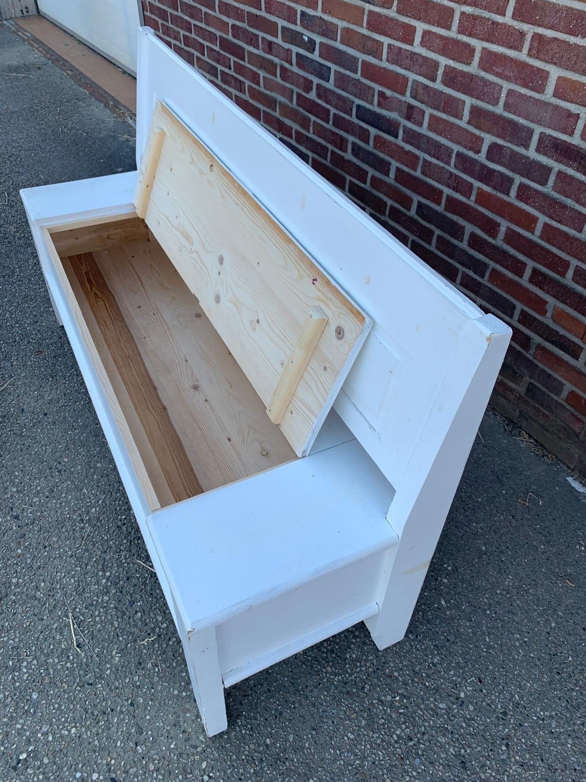 Witte klepbank met opbergruimte - 160 cm breed, Ophalen, Gebruikt, Hout, 150 tot 200 cm