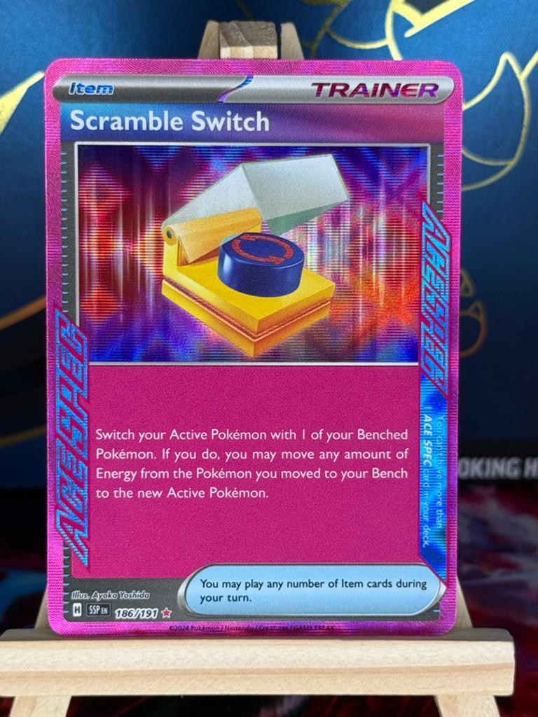 Scramble Switch #186 | Pokemon Surging Sparks, Ophalen of Verzenden, Zo goed als nieuw, Losse kaart, Foil