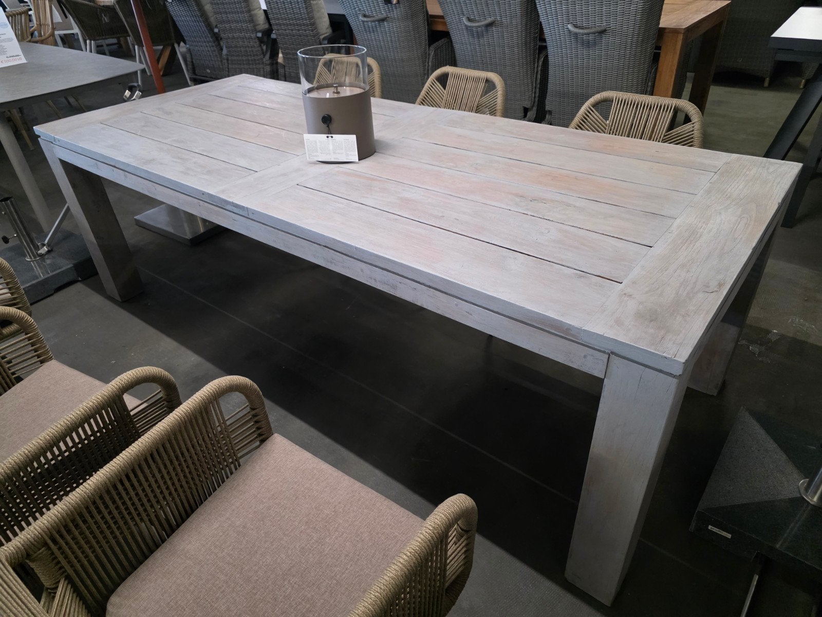 Teak Tafel White Wash - Robuuste Eettafel, Ophalen of Verzenden, Nieuw