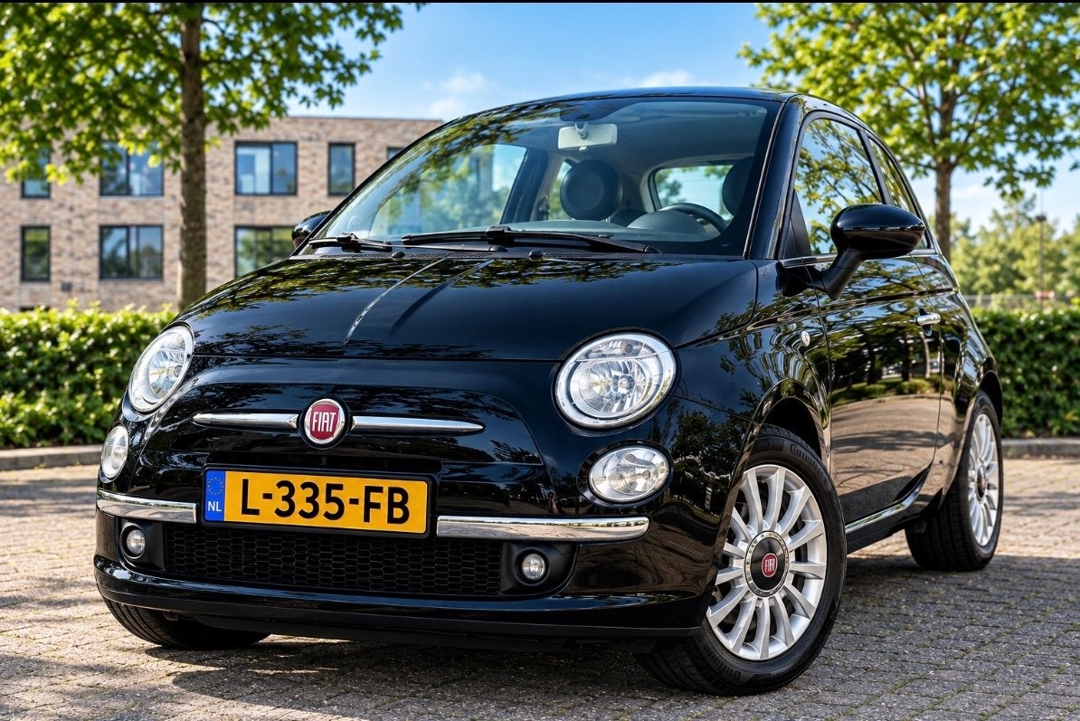Fiat 500 1.4 16V 73KW C 2008 Zwart, Voorwielaandrijving, 31 €/maand, 4 cilinders, 4 stoelen