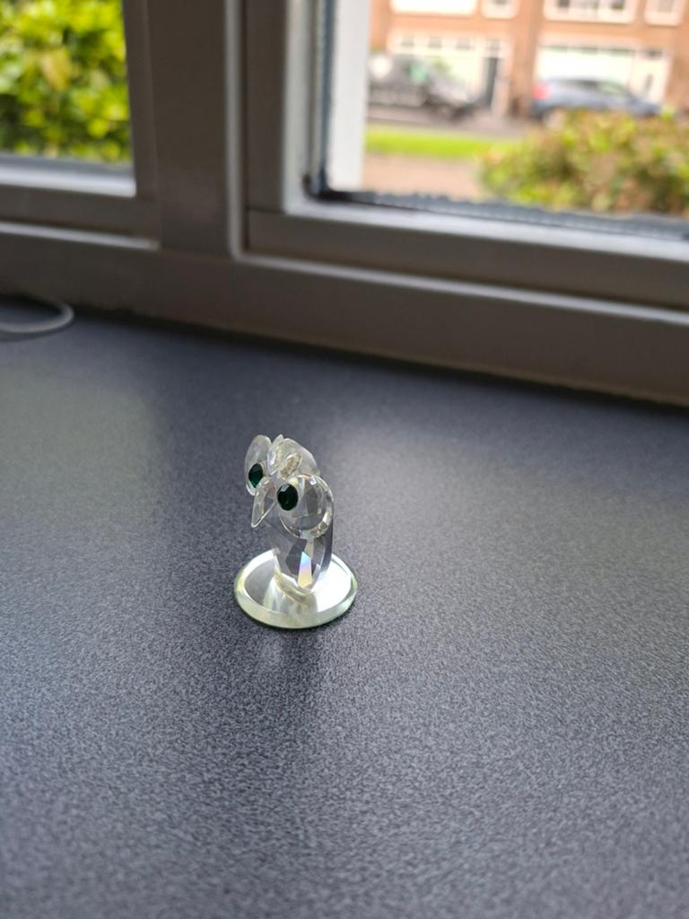 Kristallen Uil met Groene Ogen, Verzamelen, Swarovski, Ophalen of Verzenden, Zo goed als nieuw, Figuurtje