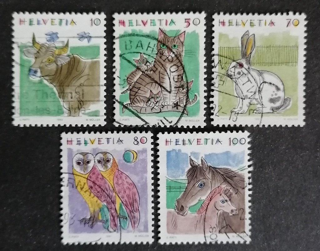 ZWITSERLAND - div. dieren, Verzenden, Gestempeld