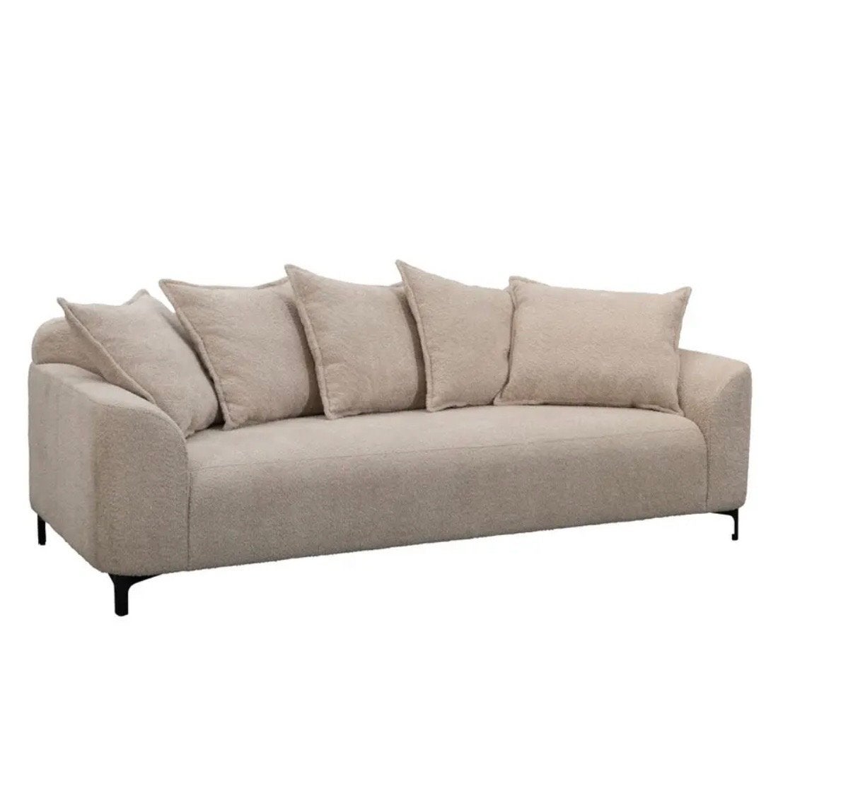 Leen Bakker Elsa 3-zitsbank - Beige stof, 75 tot 100 cm, Ophalen of Verzenden, Rechte bank, Stof