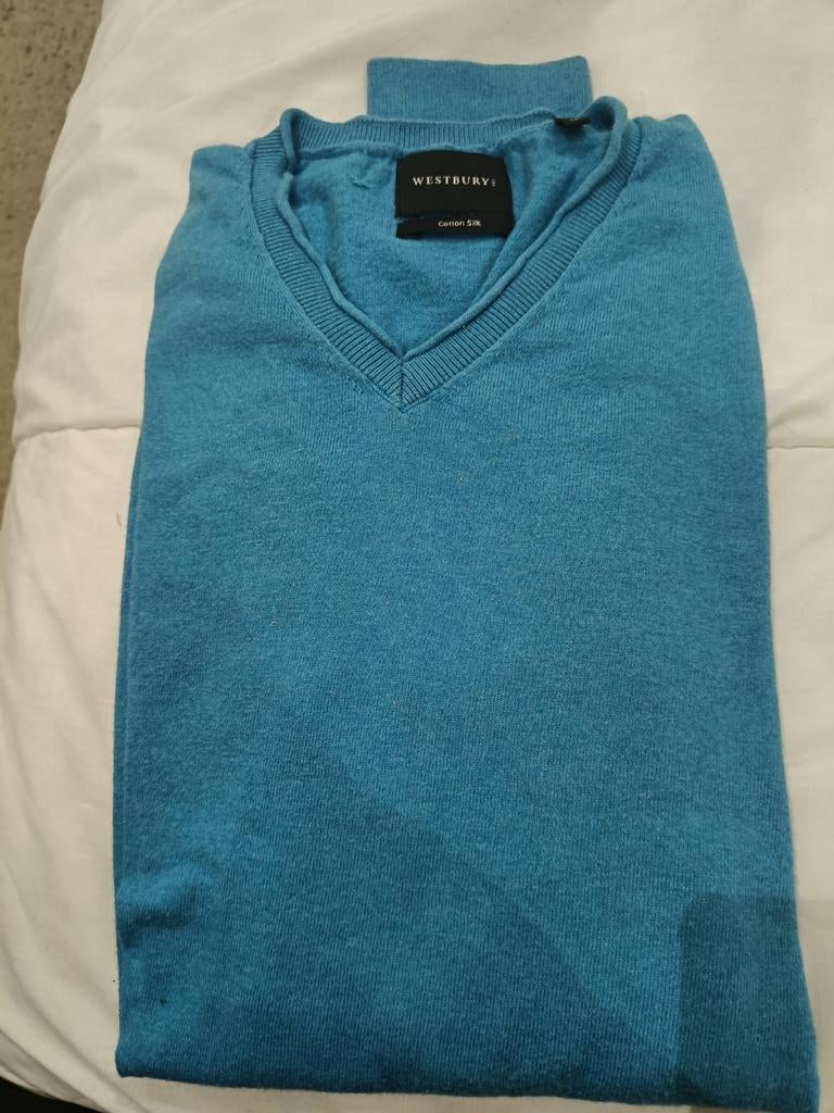 Westbury mt XL turquoise fijn gebreide trui-coton silk, Blauw, Ophalen of Verzenden, Westbury, Maat 56/58 (XL)