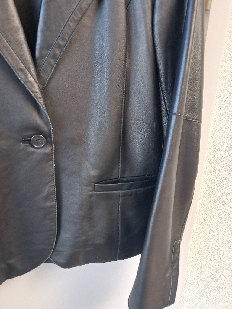 Zwart leren jasje - Maat 42, Kleding | Dames, Zwart, Maat 42/44 (L), Ophalen of Verzenden, Jasje