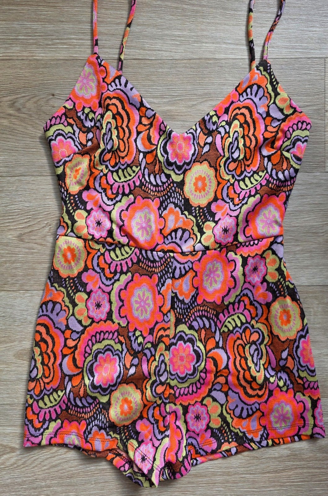 Zara kleurrijke playsuit S – retro bloemenprint, Zara, Zo goed als nieuw, Maat 36 (S), Meerkleurig