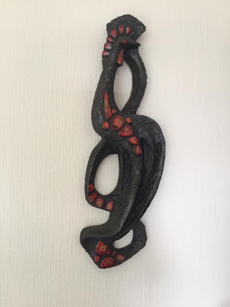 Vintage wandsculptuur, kraanvogel., Ophalen of Verzenden