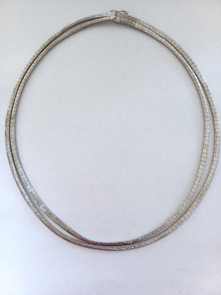 mid- century dubbele slangenketting/ collier, zilver, Ophalen of Verzenden, Zilver, Ketting