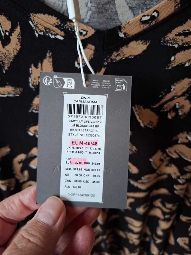 Only Carmakoma viscosemix top maat: M/46,48, Kleding | Dames, Grote Maten, Bruin, Nieuw, Nvt, Nvt