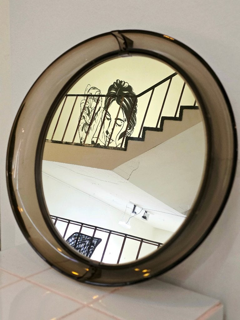9685: Vintage Allibert 70s Space Age Wall Mirror, Huis en Inrichting, Woonaccessoires | Spiegels, Minder dan 50 cm, Gebruikt, Ophalen of Verzenden