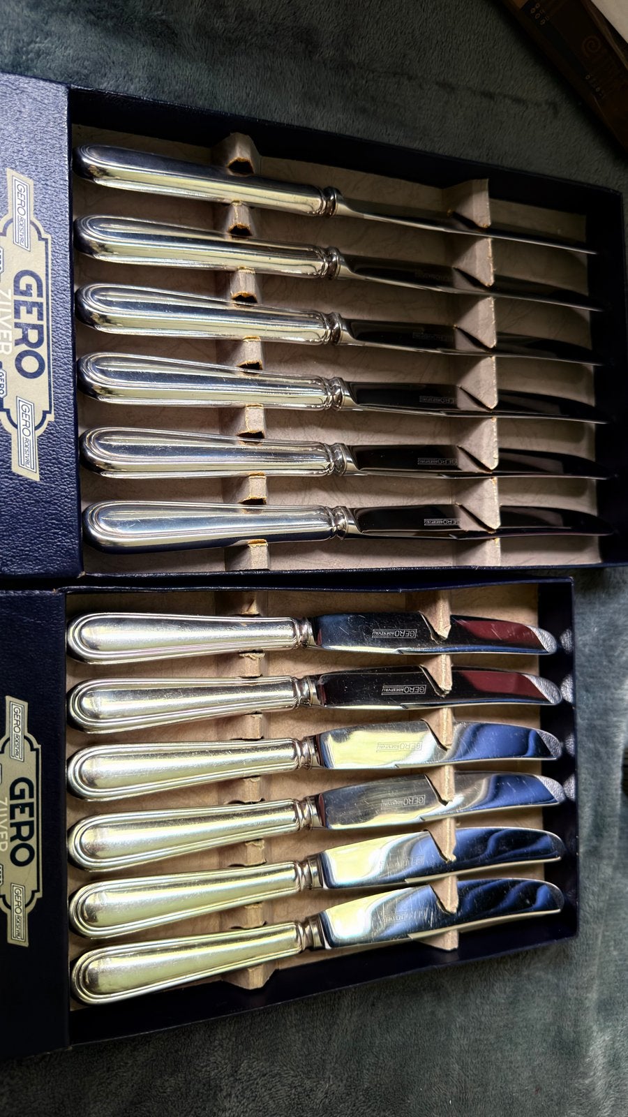 Gero Zilveren Messensets Vintage - 12 Stuks in Doos, Antiek en Kunst, Ophalen of Verzenden