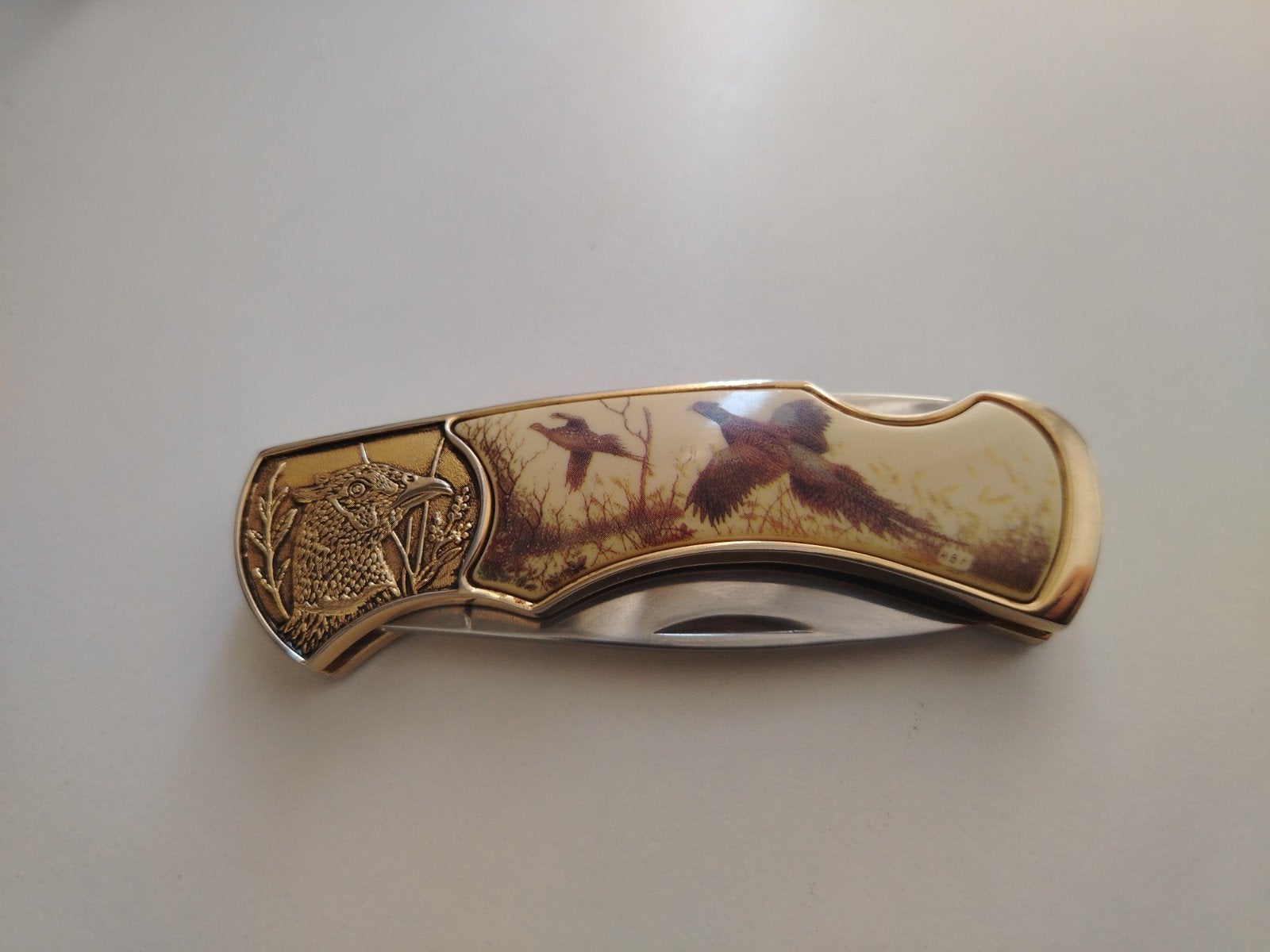 Zakmes met fazantenmotief van ontwerper Franklin Mint, Ophalen of Verzenden, Gebruikt