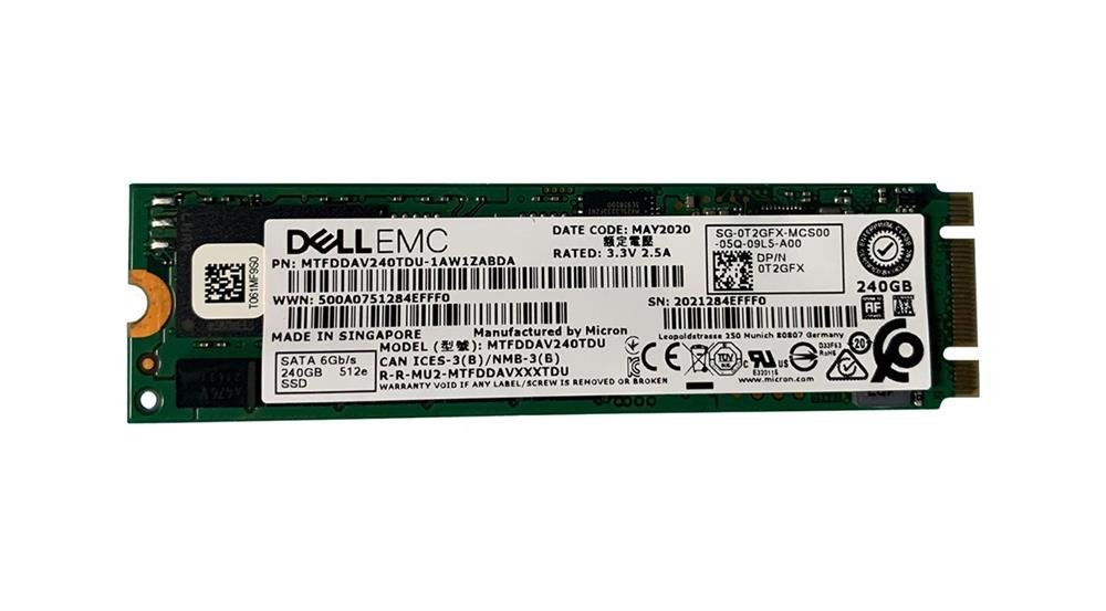 Dell 240GB 6Gbps M.2 SATA SSD 2280 T2GFX MTFDDAV240TDU, Computers en Software, Dell B.V., Info@dell.com, Transformatorweg 38-72, 1014 AK Amsterdam
