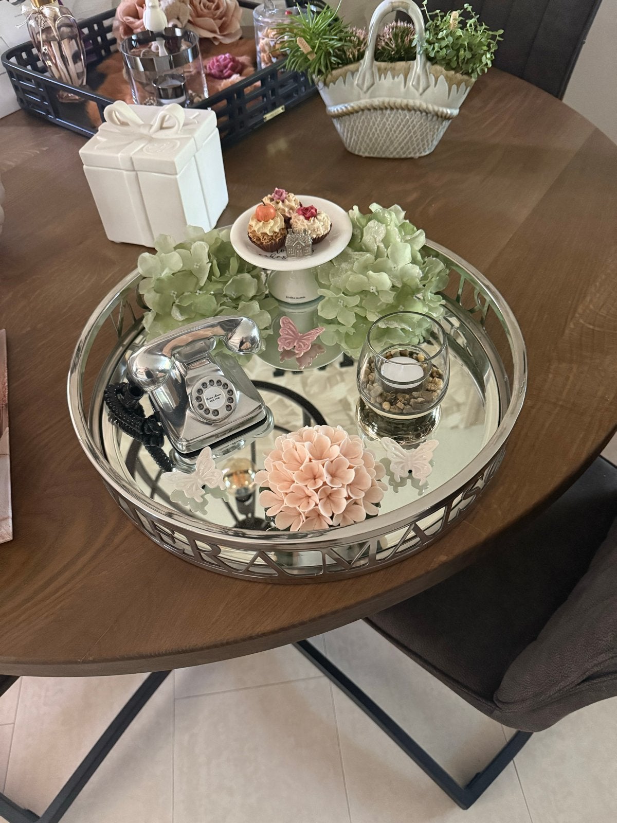 Decoratieve spiegel dienblad van Riviera Maison, Rond, Ophalen of Verzenden, Zo goed als nieuw, Minder dan 100 cm