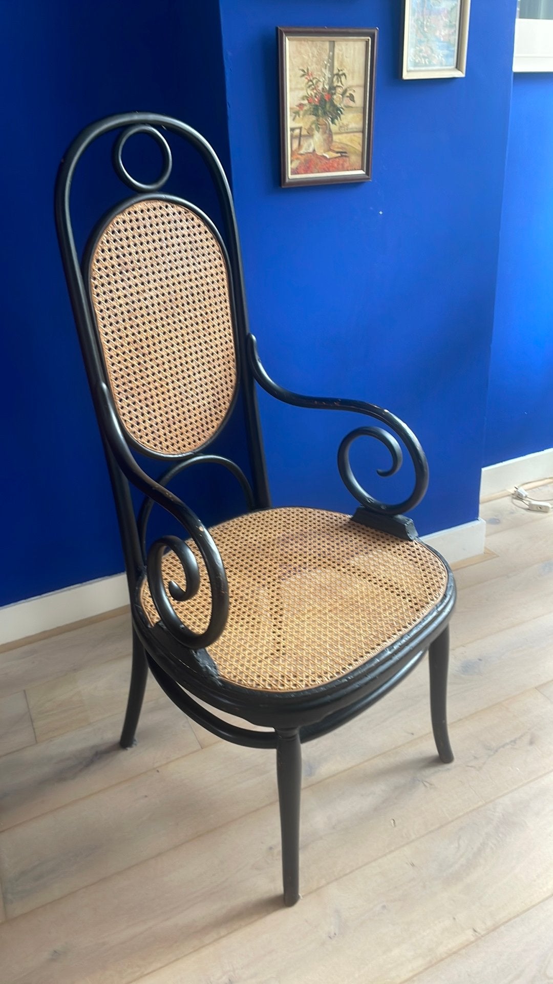 Thonet stoel lange jan 207 RF zwart riet/rotan, Ophalen