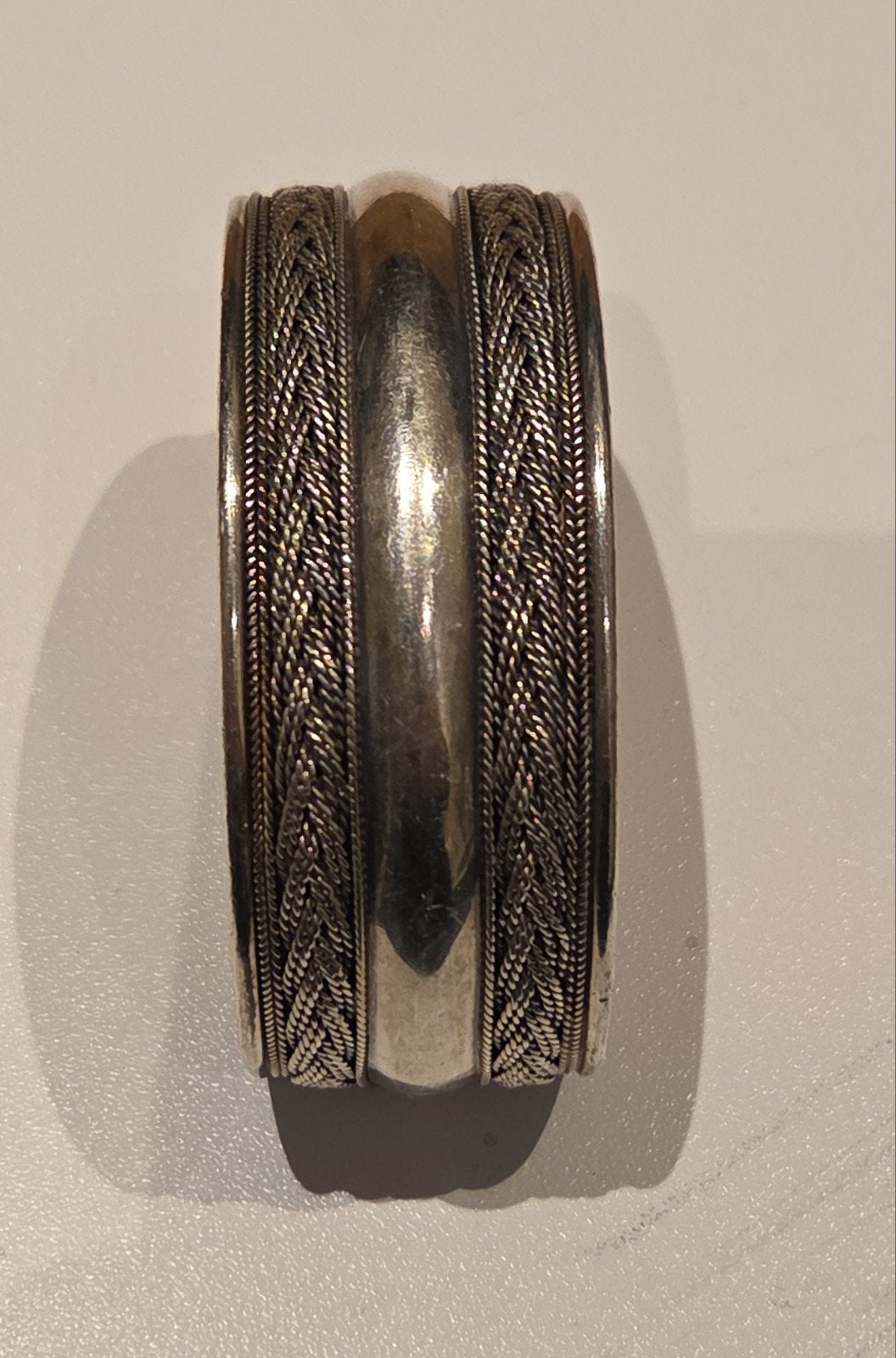 zware vintage zilveren manchetarmband, Gebruikt, Ophalen of Verzenden, X, Zilver