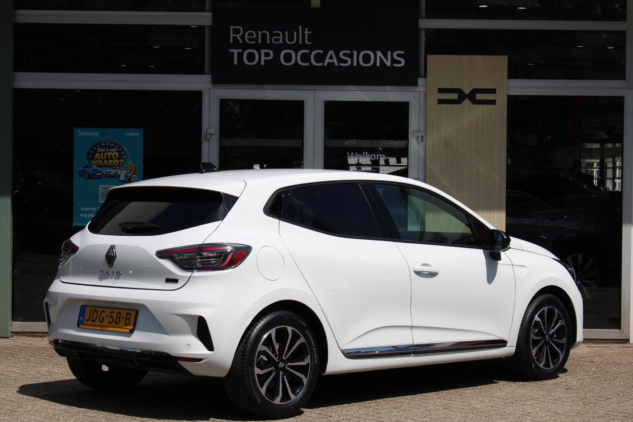 Renault Clio 1.6 E-Tech Full Hybrid 145 techno | Airco | Ach, Auto's, Renault, Gebruikt, Met garantie (alle), Leder en Stof, Wit