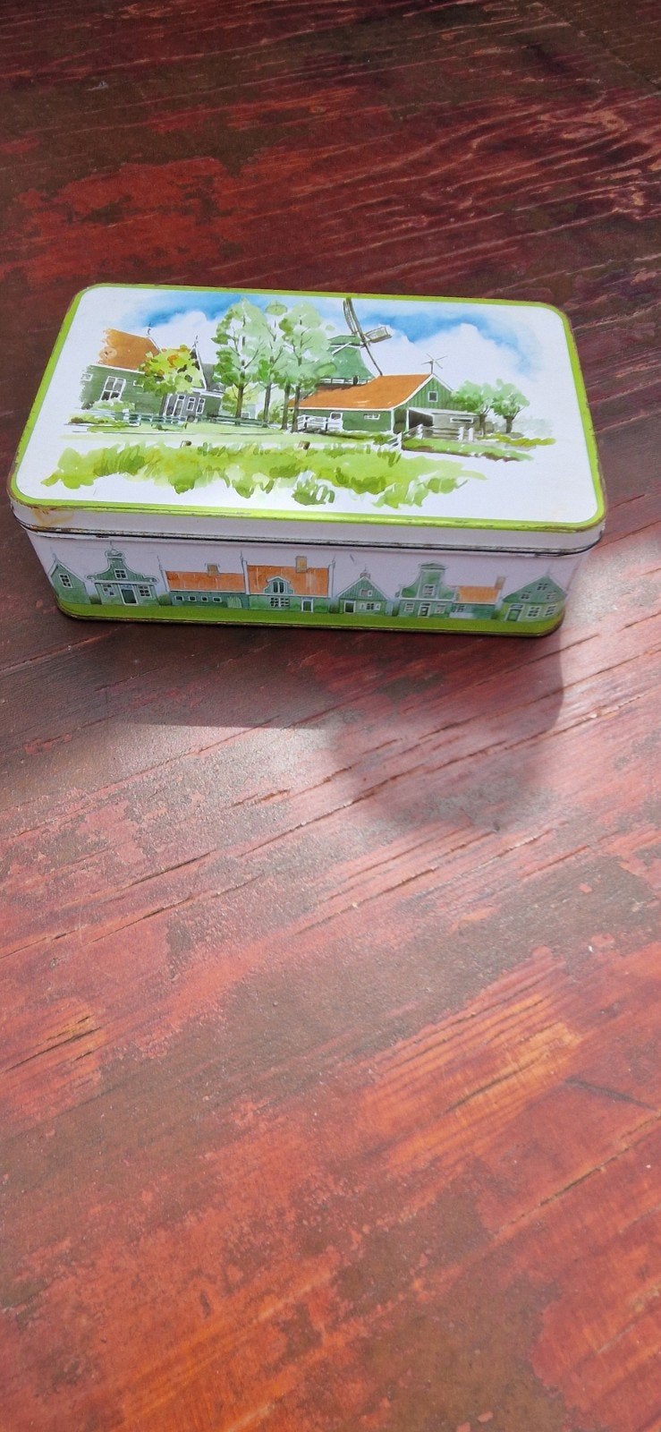 Vintage Verkade blik met Hollandse landschap print, Verzamelen, Ophalen of Verzenden, Gebruikt, Koek(jes), Verkade