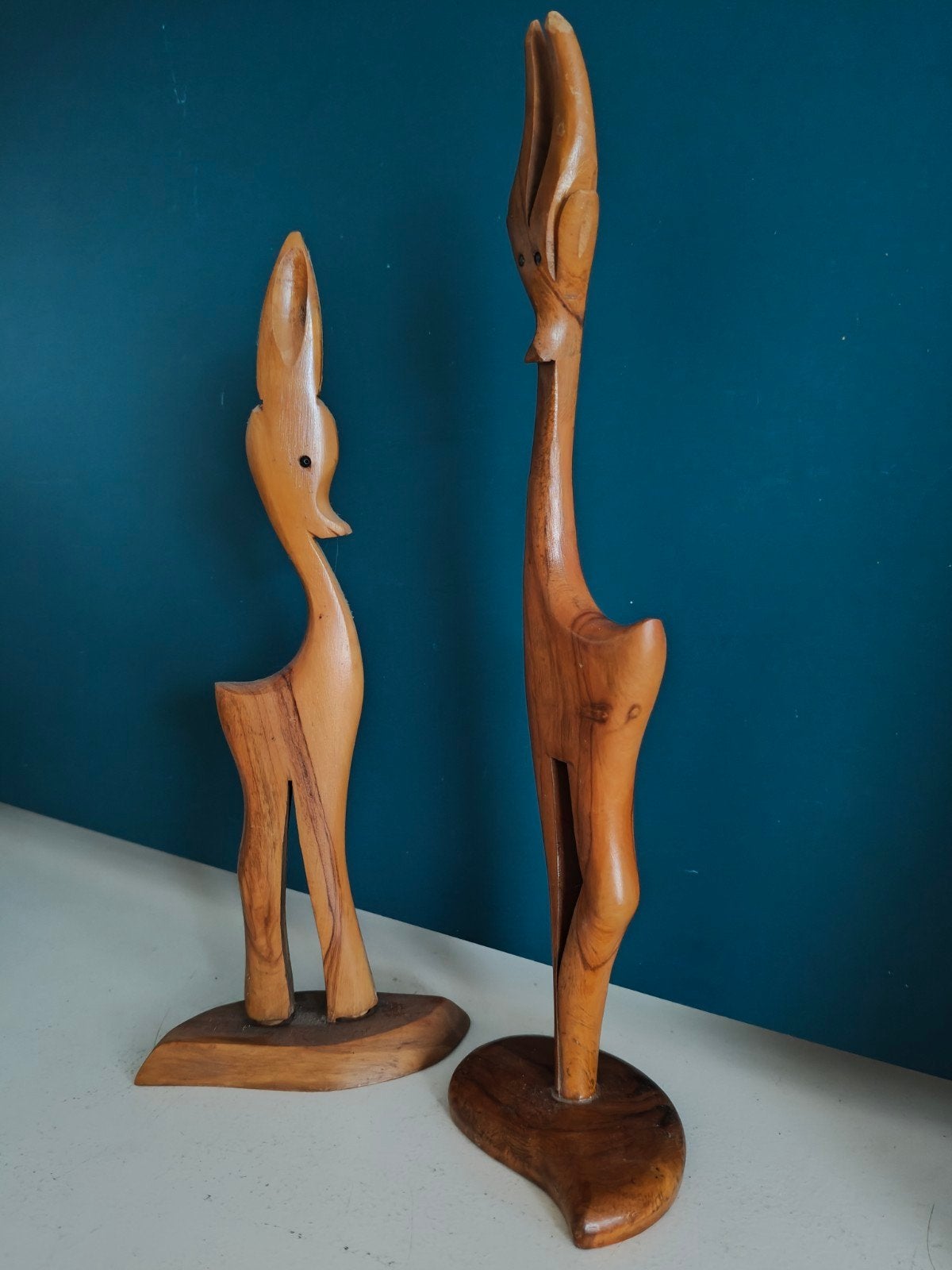 Vintage teak herten hertjes teakhout 1950s, Verzamelen, Ophalen of Verzenden, Huis en Inrichting