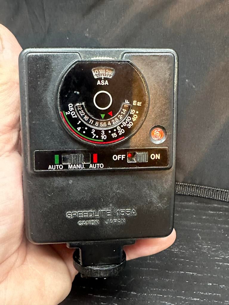 Canon Speedlite 155A flitser met hoesje - Werkt uitstekend, Gebruikt, Canon, Ophalen of Verzenden, H